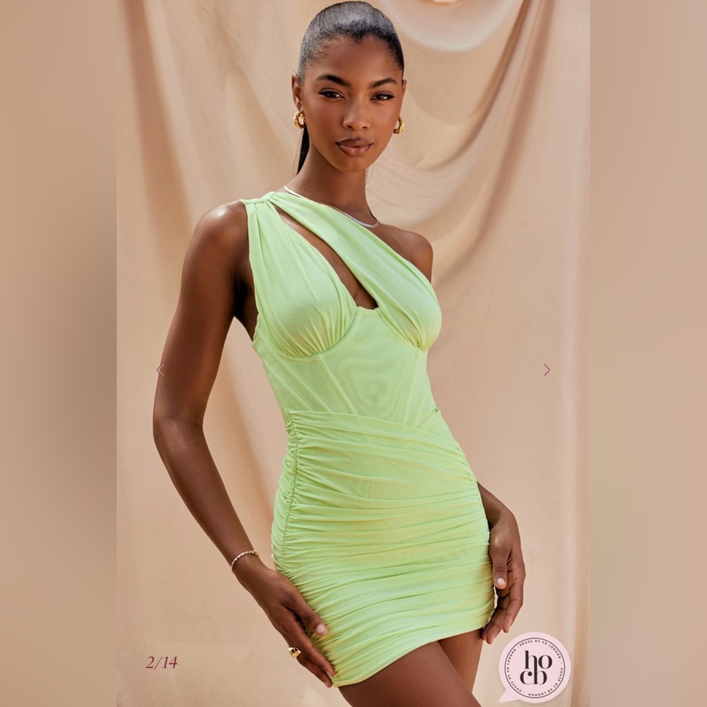 House of CB - ‘CLEMENTINE’ LIME CUT OUT MINI DRESS